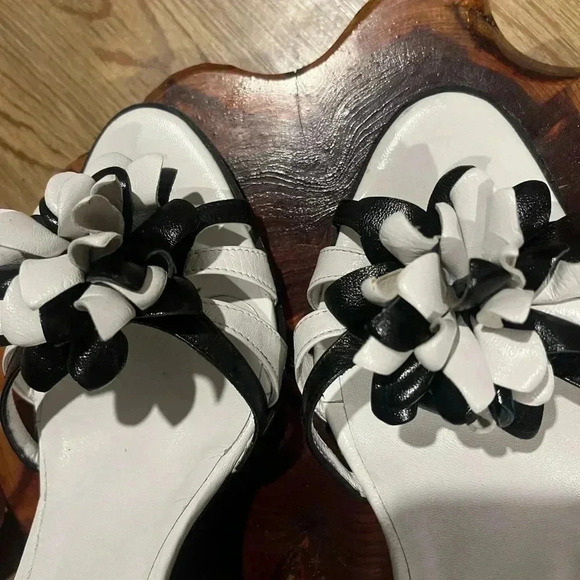 Le silla VTG black & white flower heels size 38 / 7.5 luxury - Picture 5 of 7
